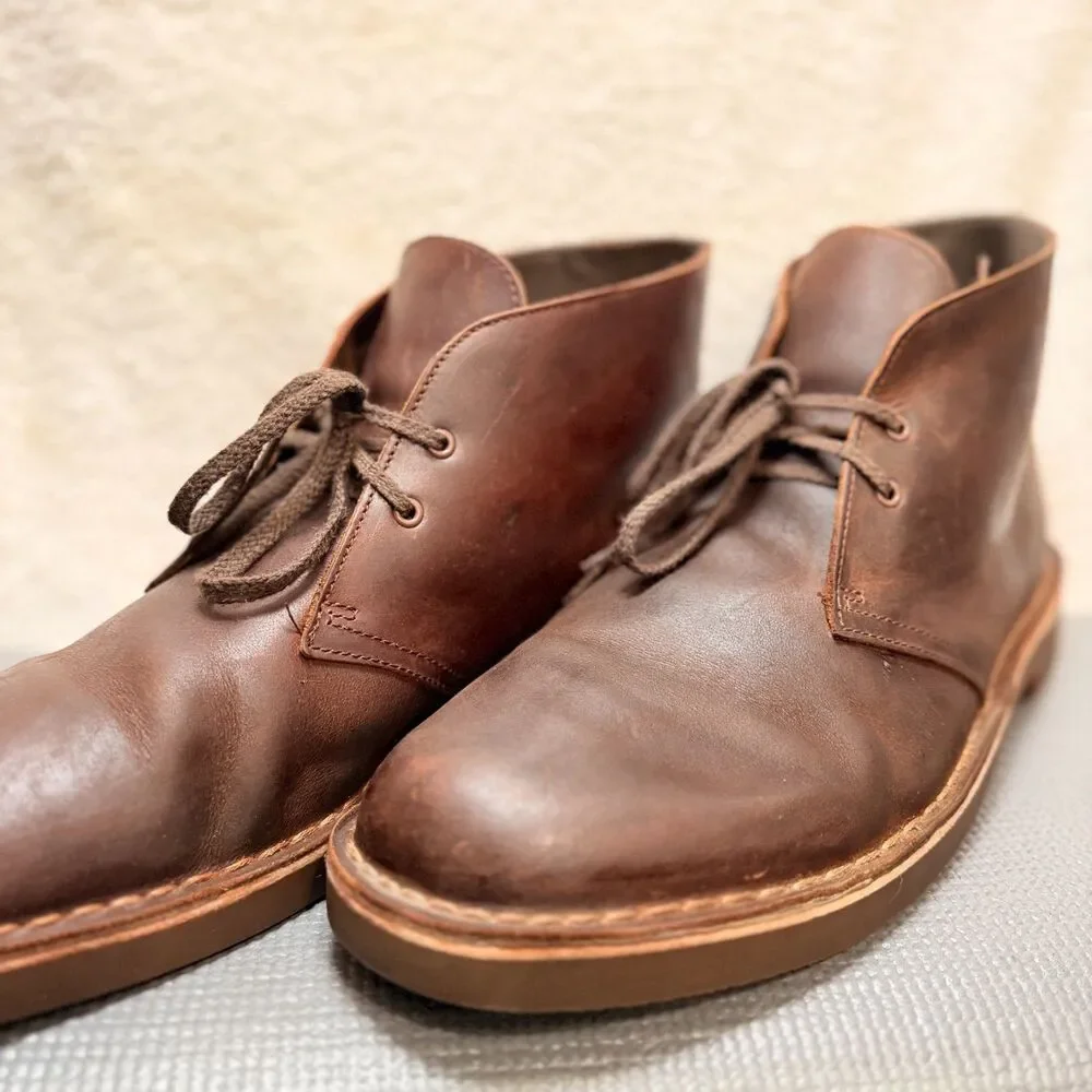 Clarks Brown Leather Desert Chukka‎ Boots Men’s Size 13 Lace Up Casual Shoes